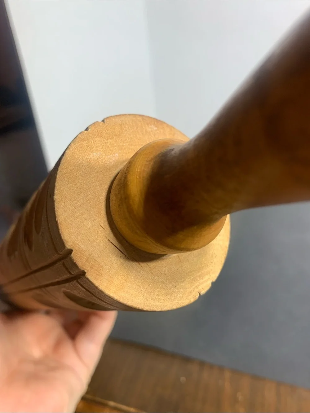 Vintage Embossed Wooden Rolling Pin Carved Cookie Pastry Dough Roller